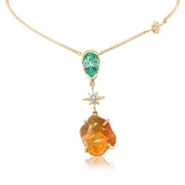10k Yellow Gold Oval Opal Pendant with 16