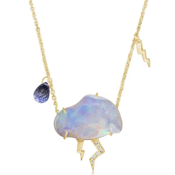 Yellow Gold Fire Opal Necklace