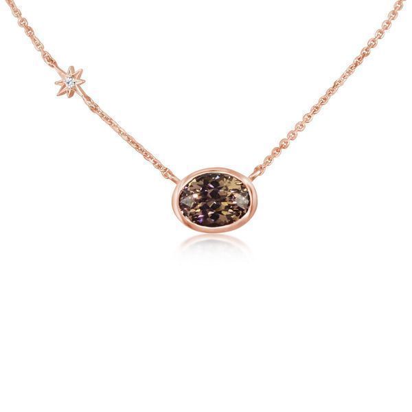 Rose Gold Lotus Garnet Necklace John E. Koller Jewelry Designs Owasso, OK
