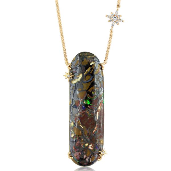 Yellow Gold Boulder Opal Necklace Morrison Smith Jewelers Charlotte, NC
