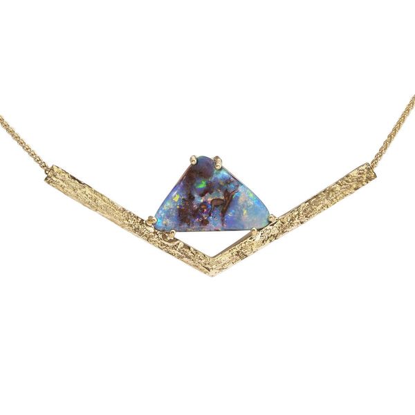 Yellow Gold Boulder Opal Necklace Mitchell's Jewelry Norman, OK