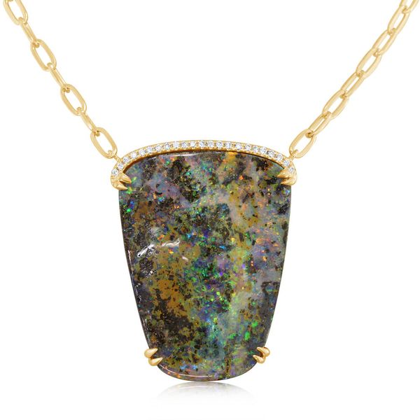 Yellow Gold Boulder Opal Necklace John E. Koller Jewelry Designs Owasso, OK