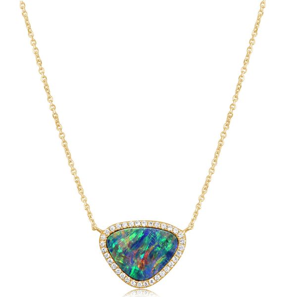 Yellow Gold Opal Doublet Necklace H. Brandt Jewelers Natick, MA