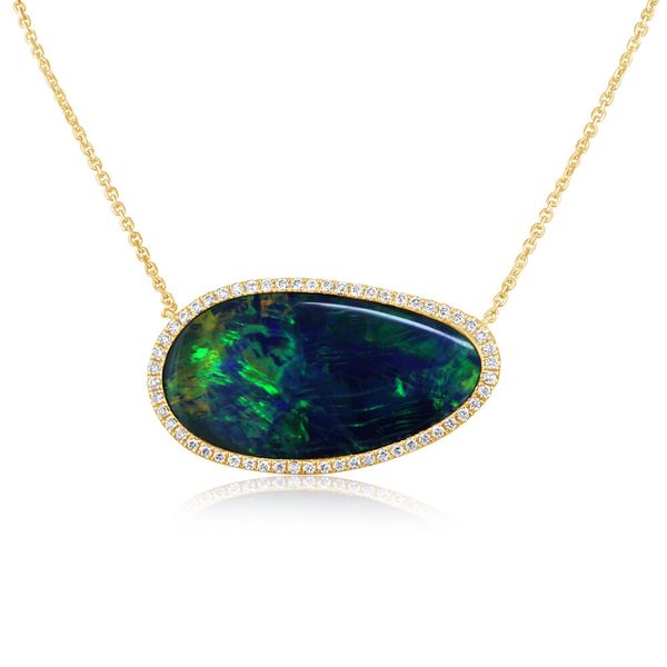 Yellow Gold Opal Doublet Necklace Priddy Jewelers Elizabethtown, KY