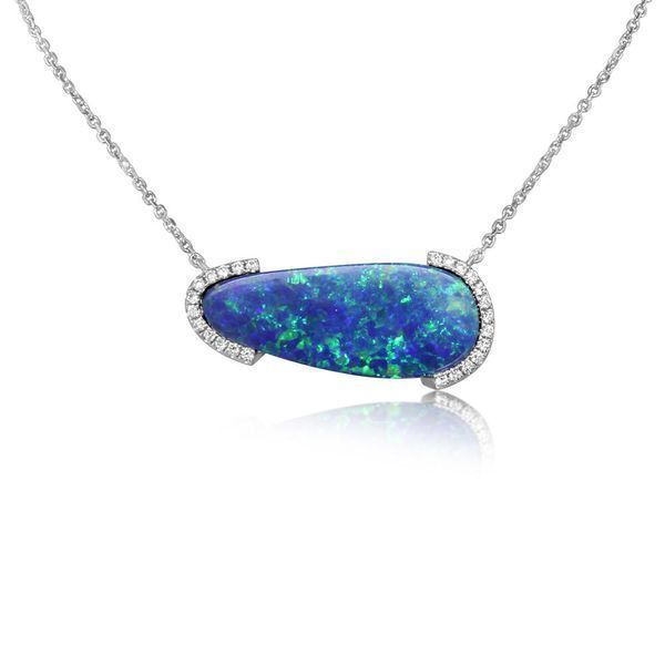 White Gold Opal Doublet Necklace Conti Jewelers Endwell, NY