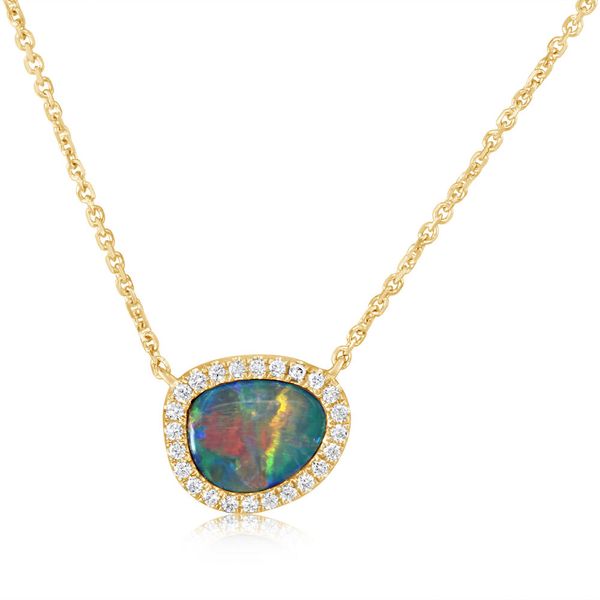 Yellow Gold Opal Doublet Necklace Daniel Jewelers Brewster, NY