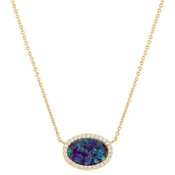Yellow Gold Opal Doublet Necklace Roberts Jewelers Jackson, TN