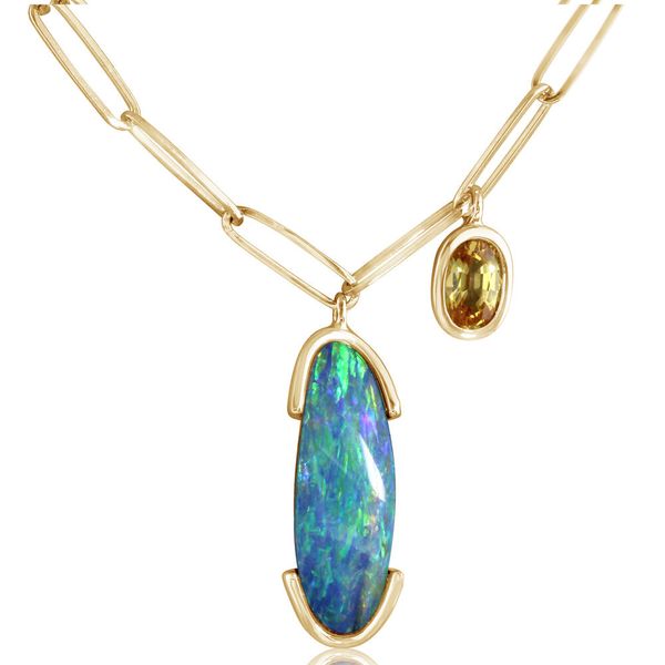 Yellow Gold Opal Doublet Necklace Daniel Jewelers Brewster, NY