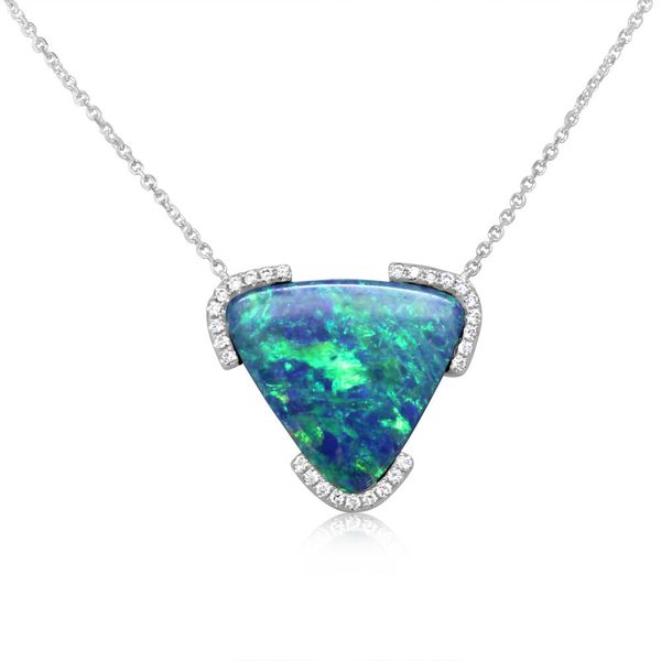 White Gold Opal Doublet Necklace Daniel Jewelers Brewster, NY