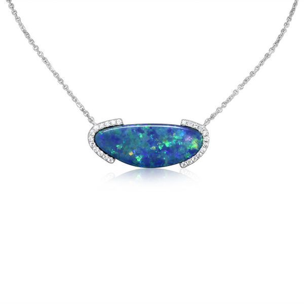 White Gold Opal Doublet Necklace John E. Koller Jewelry Designs Owasso, OK