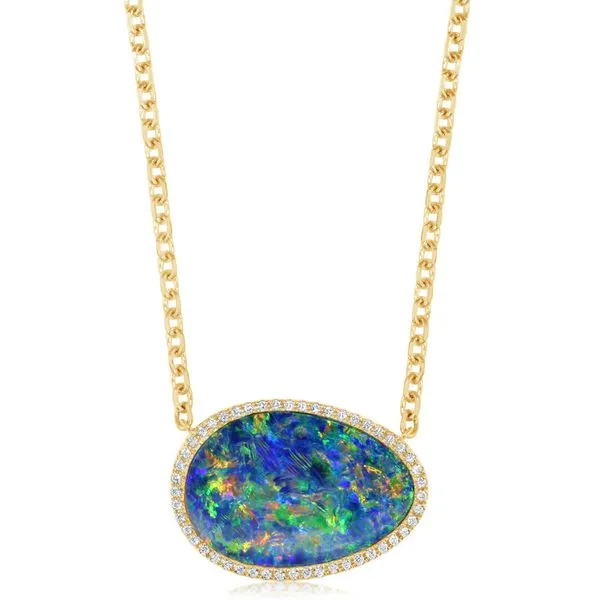 Yellow Gold Opal Doublet Necklace