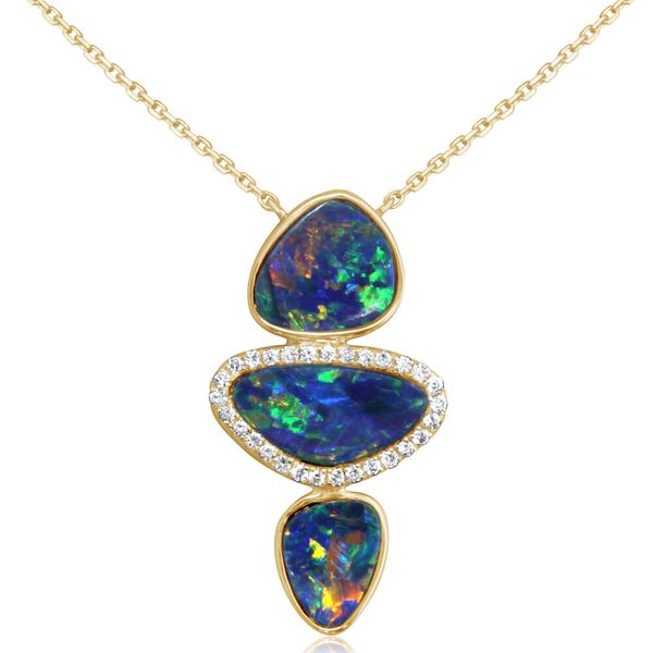 Yellow Gold Opal Doublet Necklace Tom Poe Diamonds Enumclaw, WA