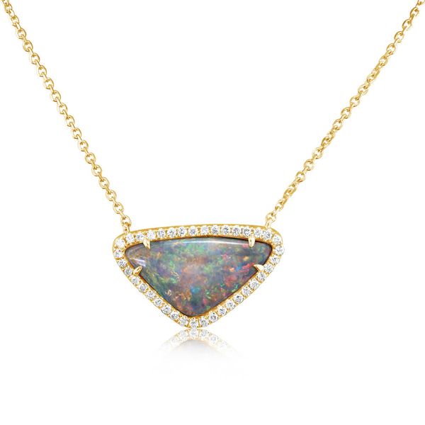 Yellow Gold Black Opal Necklace Ask Design Jewelers Olean, NY