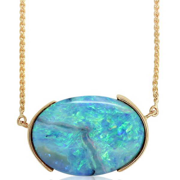 Yellow Gold Natural Light Opal Necklace Conti Jewelers Endwell, NY