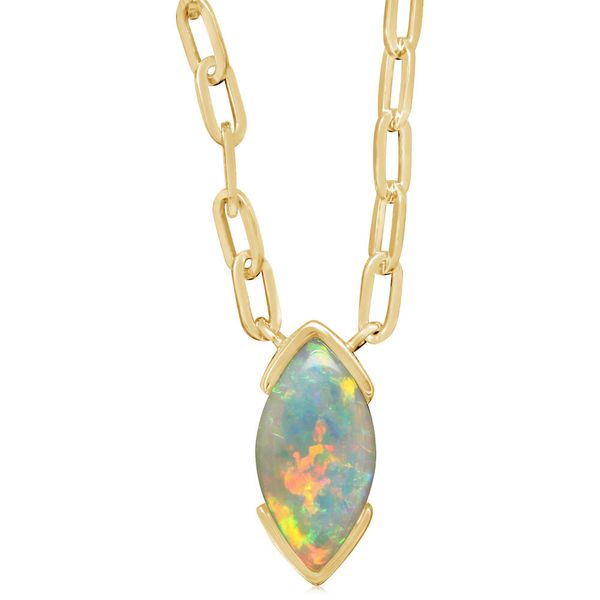 Opal Pendant Solid 14KY Chain