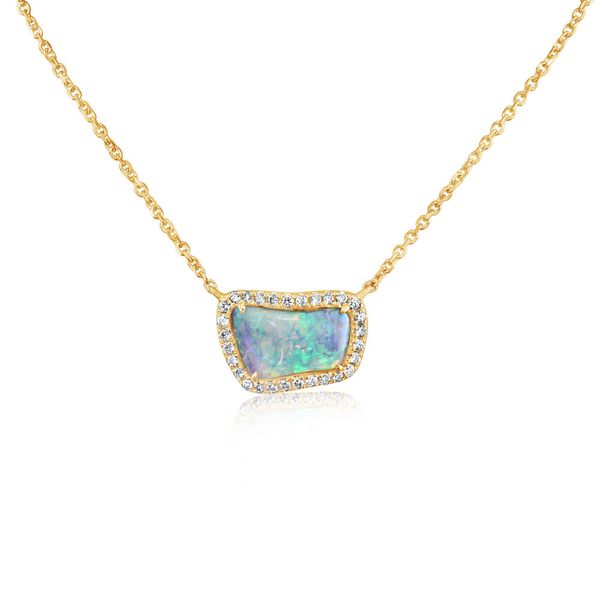 Yellow Gold Natural Light Opal Necklace Blue Heron Jewelry Company Poulsbo, WA
