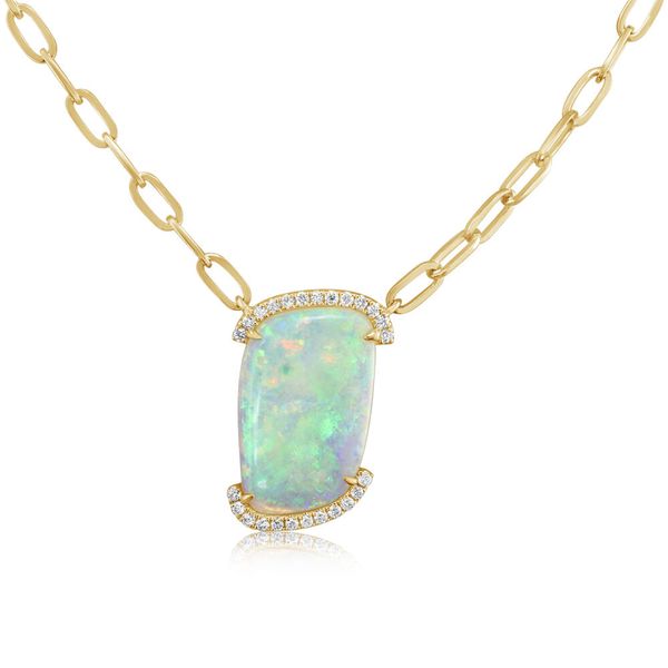 Yellow Gold Natural Light Opal Necklace Leslie E. Sandler Fine Jewelry and Gemstones rockville , MD