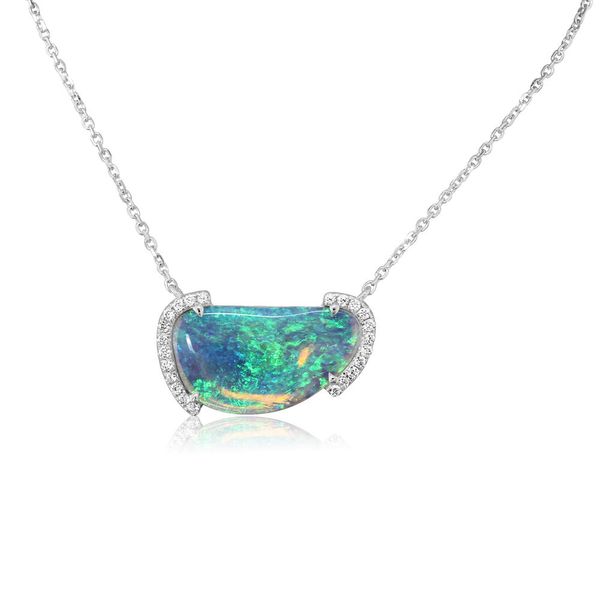 White Gold Natural Light Opal Necklace Bell Jewelers Murfreesboro, TN