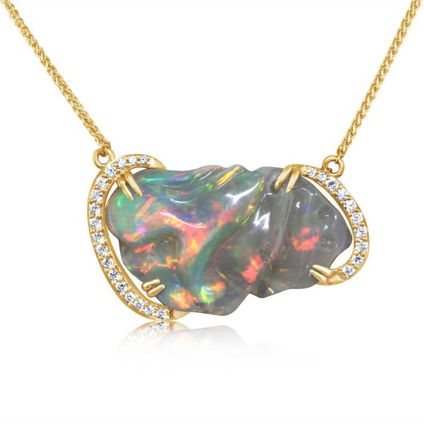 Yellow Gold Natural Light Opal Necklace Biondi Diamond Jewelers Aurora, CO