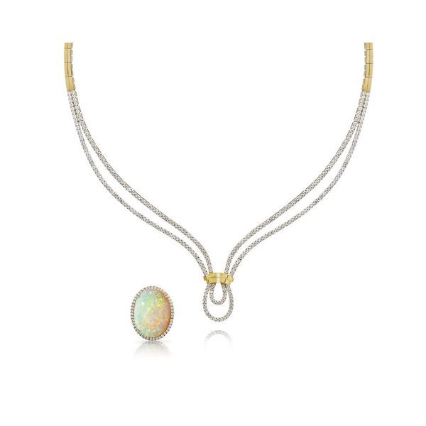 Yellow Gold Natural Light Opal Necklace Image 2 The Jewelry Source El Segundo, CA