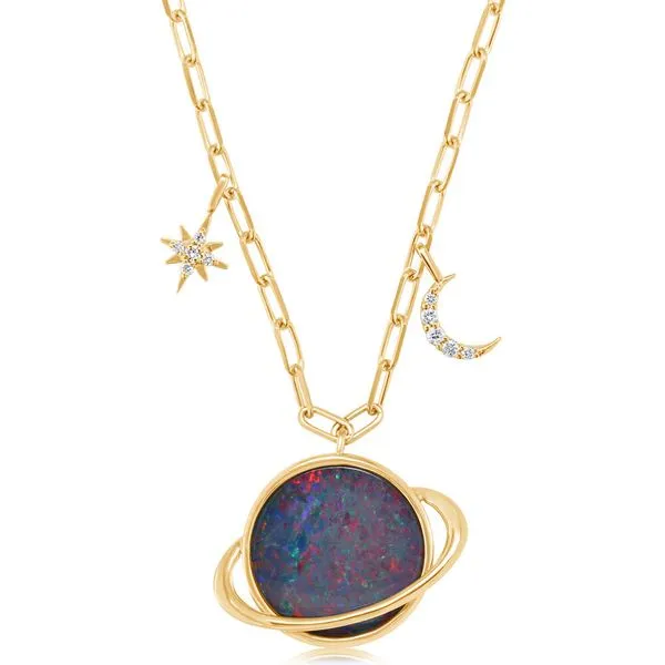 Yellow Gold Natural Light Opal Necklace