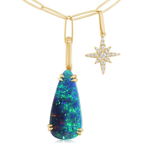 Yellow Gold Opal Doublet Necklace Biondi Diamond Jewelers Aurora, CO