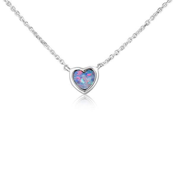 White Gold Opal Doublet Necklace Ask Design Jewelers Olean, NY
