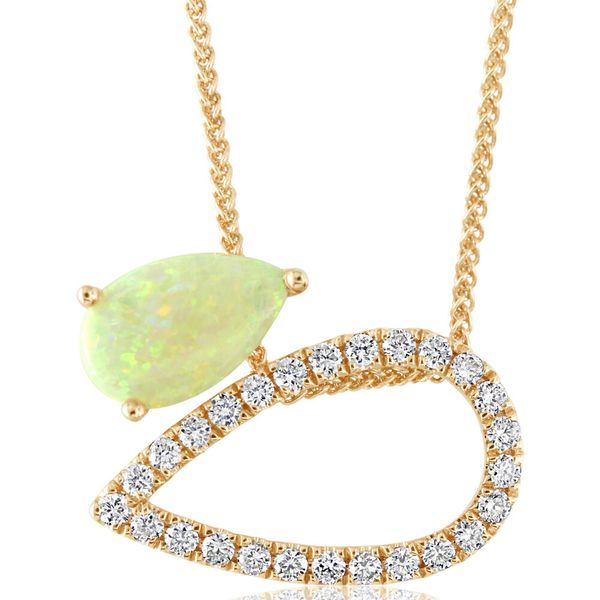 Yellow Gold Calibrated Light Opal Necklace Morrison Smith Jewelers Charlotte, NC