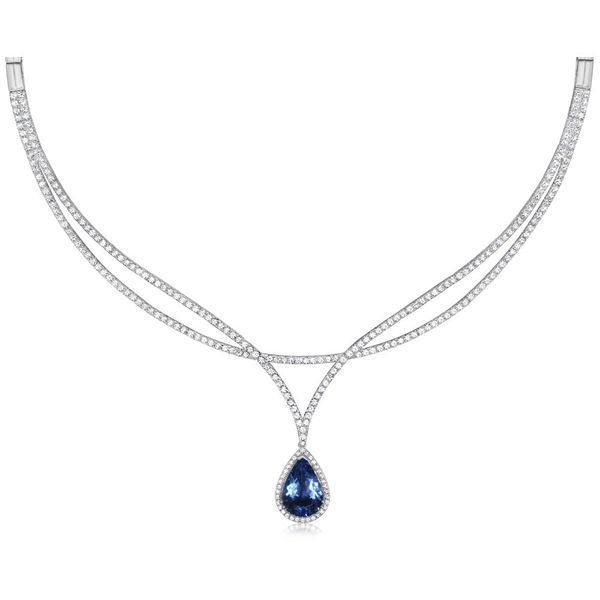 White Gold Aquamarine Necklace Hart's Jewelers Grants Pass, OR