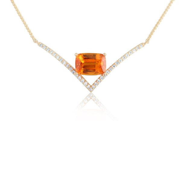 Yellow Gold Mandarin Garnet Spessartite Necklace Brynn Elizabeth Jewelers Ocean Isle Beach, NC