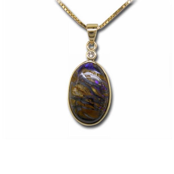 Yellow Gold Boulder Opal Pendant Ask Design Jewelers Olean, NY