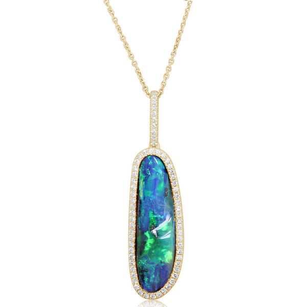 Yellow Gold Boulder Opal Pendant Biondi Diamond Jewelers Aurora, CO