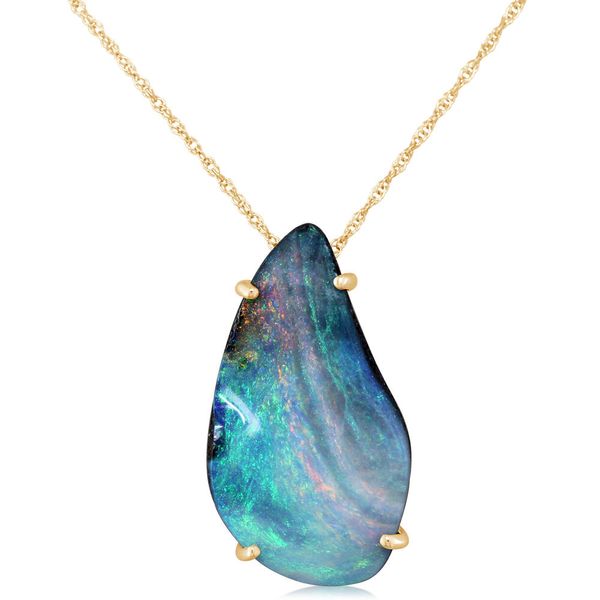 Yellow Gold Boulder Opal Pendant Image 2 Blue Heron Jewelry Company Poulsbo, WA
