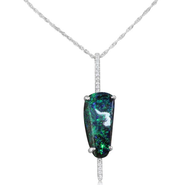 White Gold Boulder Opal Pendant Biondi Diamond Jewelers Aurora, CO