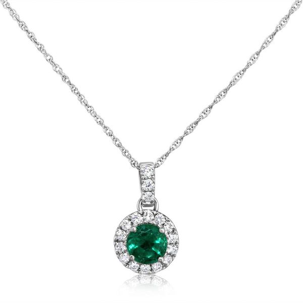 White Gold Emerald Pendant Thomas A. Davis Jewelers Holland, MI