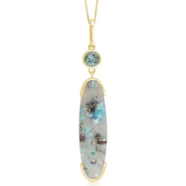 Yellow Gold Chrysocolla Pendant
