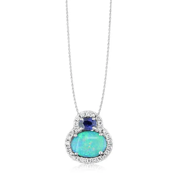 White Gold Calibrated Light Opal Pendant