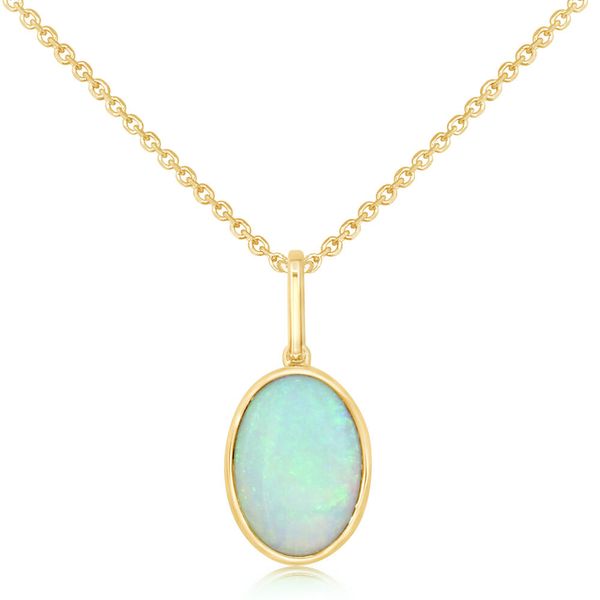 Yellow Gold Calibrated Light Opal Pendant Conti Jewelers Endwell, NY