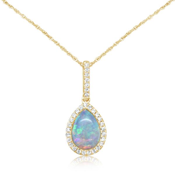 Yellow Gold Calibrated Light Opal Pendant Morrison Smith Jewelers Charlotte, NC