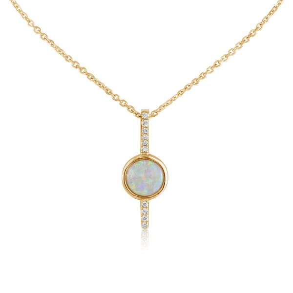 Yellow Gold Calibrated Light Opal Pendant Brynn Marr Jewelers Jacksonville, NC