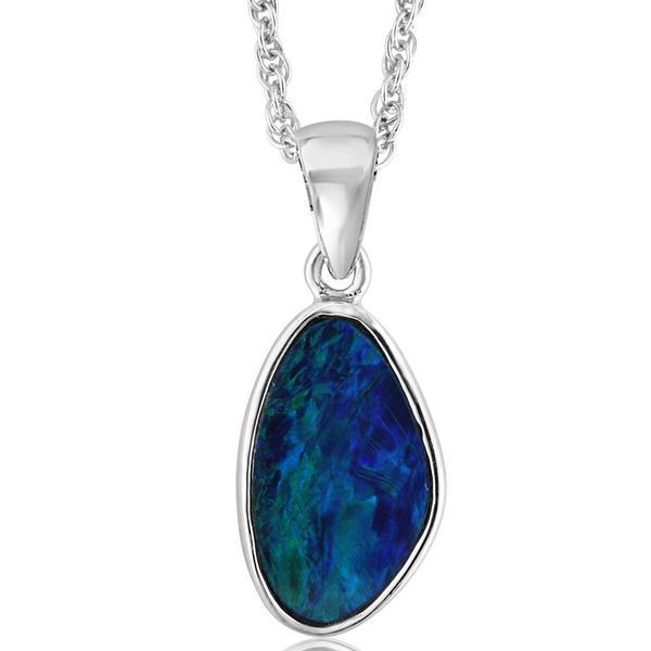 White Gold Opal Doublet Pendant Mitchell's Jewelry Norman, OK