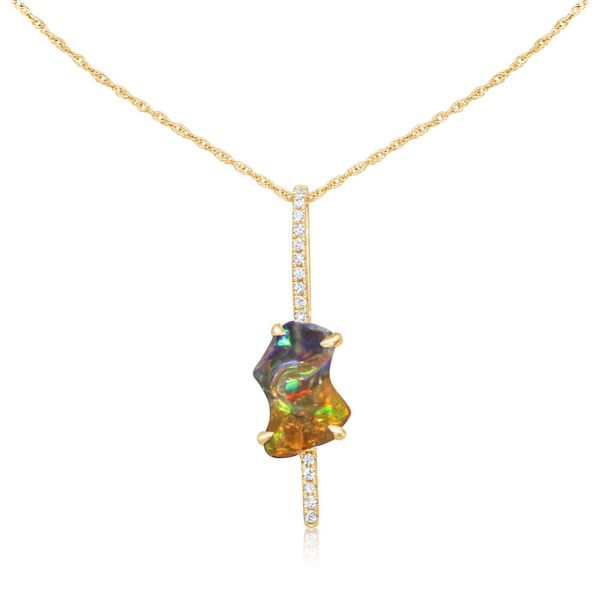 Yellow Gold Fire Opal Pendant H. Brandt Jewelers Natick, MA