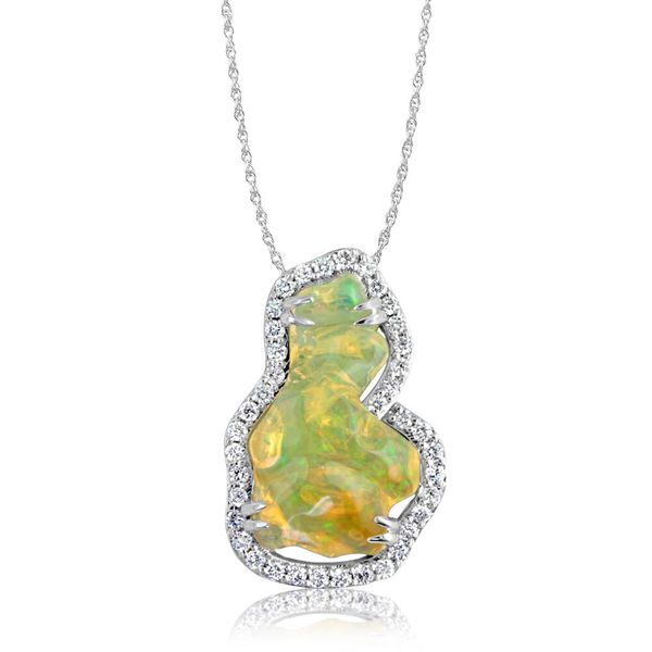 White Gold Fire Opal Pendant Mitchell's Jewelry Norman, OK