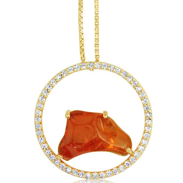 Yellow Gold Fire Opal Pendant Conti Jewelers Endwell, NY