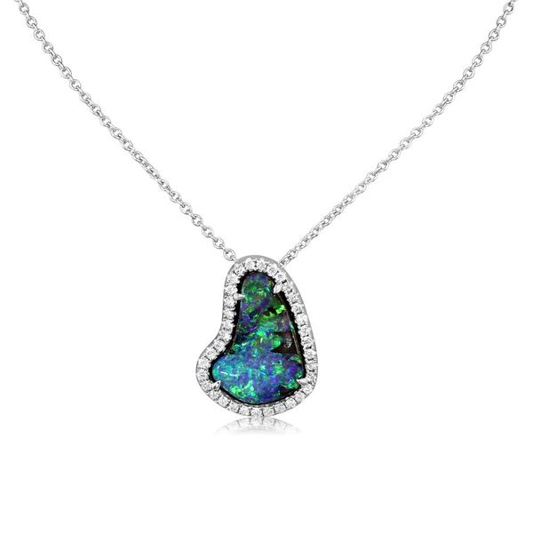 White Gold Boulder Opal Pendant Mitchell's Jewelry Norman, OK