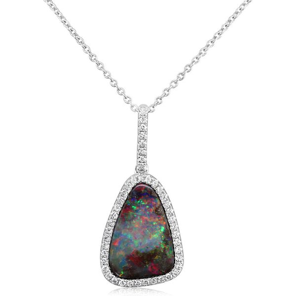 White Gold Boulder Opal Pendant Ask Design Jewelers Olean, NY