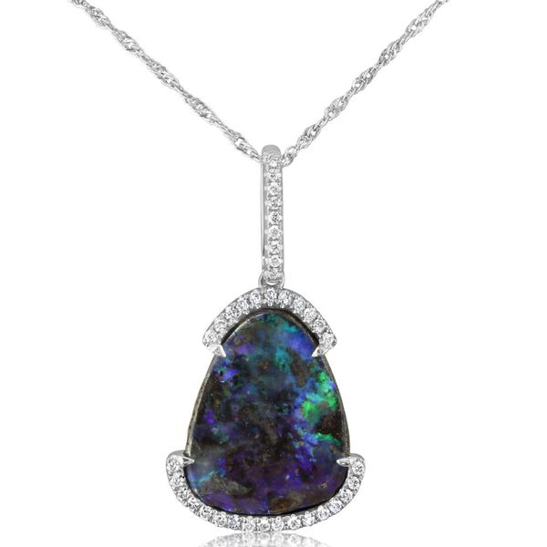 White Gold Boulder Opal Pendant Conti Jewelers Endwell, NY