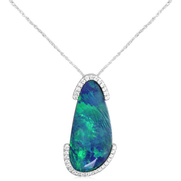 White Gold Opal Doublet Pendant Conti Jewelers Endwell, NY