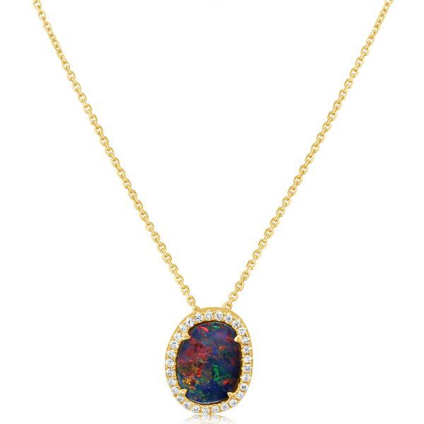 Yellow Gold Opal Doublet Pendant Ask Design Jewelers Olean, NY