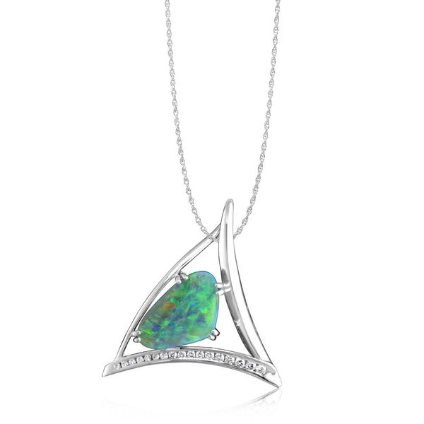 White Gold Black Opal Pendant Ask Design Jewelers Olean, NY